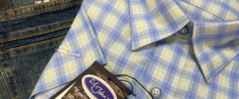 Lil' John's checked shirt and denim detail